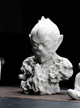 创意水泥佛像佛头孙悟空人物摆件流水盆景摆设鱼缸造景沉水装饰品