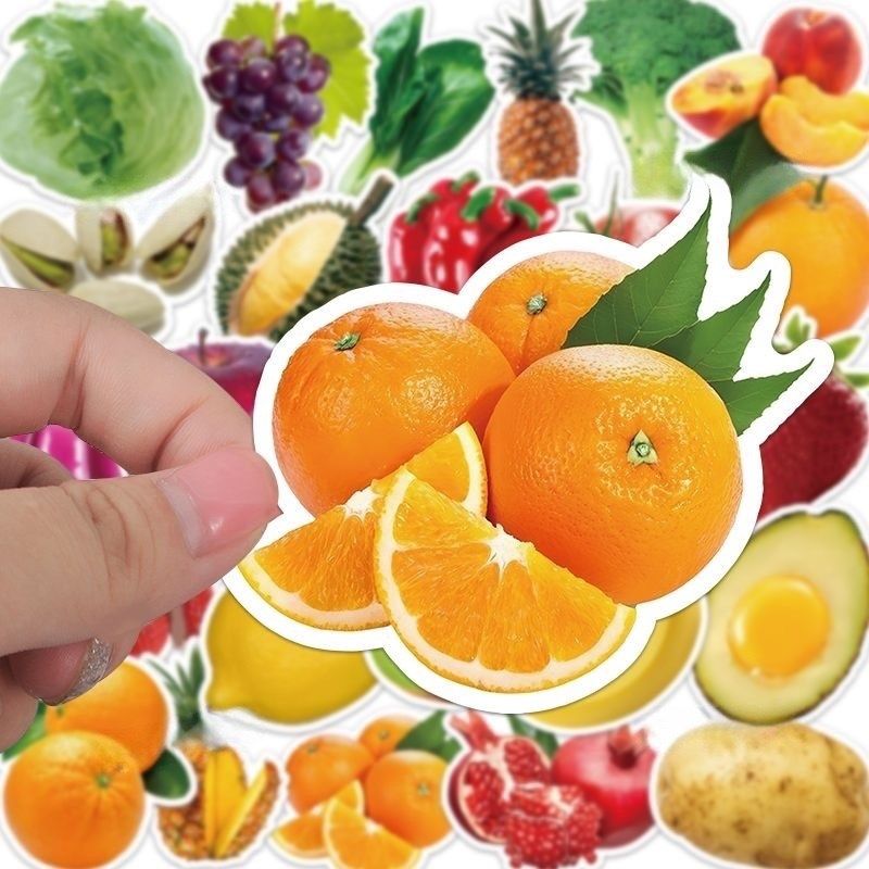 50张水果蔬菜图案卡通贴纸食材装饰水杯笔记本可爱儿童创意画幼儿,文具电教/文化用品/商务用品,贴纸/立体贴纸,淘宝优惠券,粉丝福利购,淘宝优惠卷