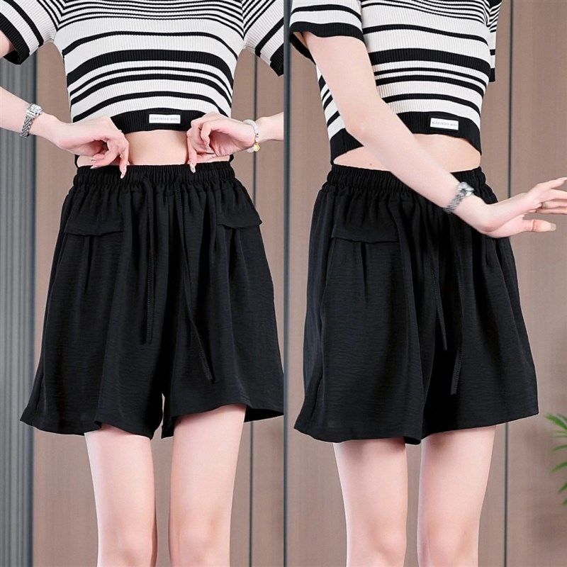 松紧腰短裤女夏季外穿2024新款阔腿宽松女裤薄款大码妈妈五分裤子,女装/女士精品,大码裤装,淘宝优惠券,粉丝福利购,淘宝优惠卷