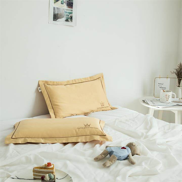 磨毛全棉枕套30x50纯棉宝宝枕头套成人乳胶枕芯套40x60贡缎一对装