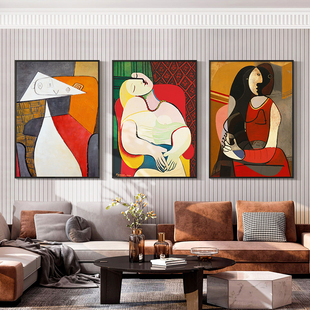 毕加索客厅装 饰画现代抽象挂画沙发背景壁画油画酒店墙画世界名画