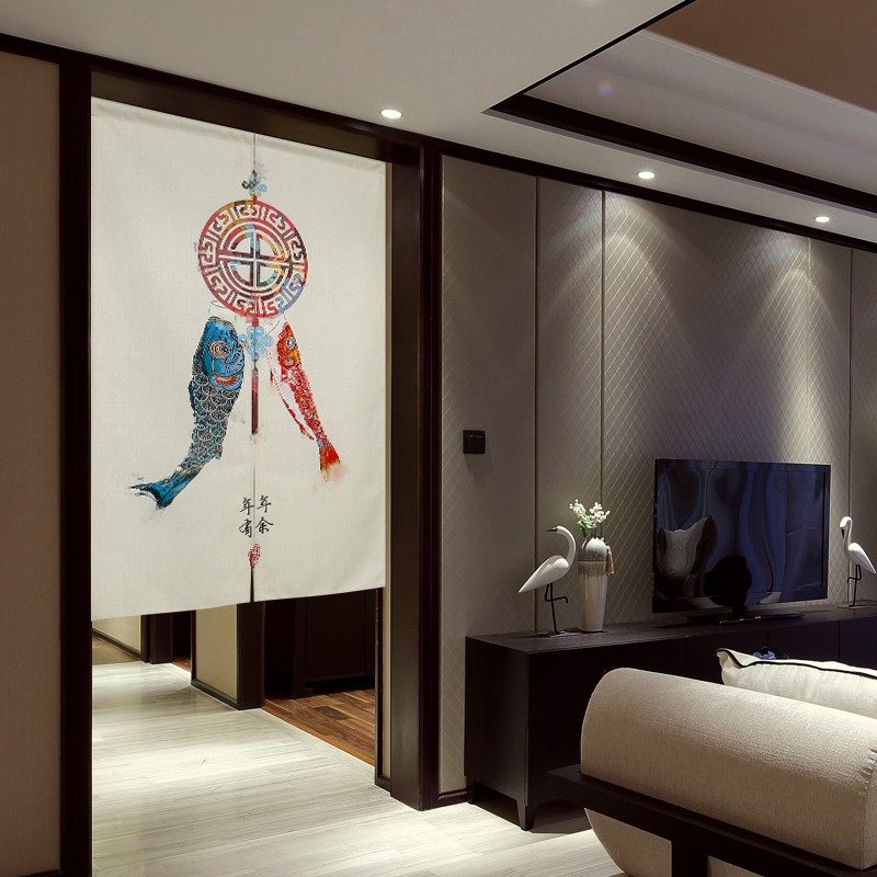 中式门帘布艺隔断帘家用卧室卫生间遮挡布帘厕所半帘免打孔帘子,居家布艺,门帘,淘宝优惠券,粉丝福利购,淘宝优惠卷