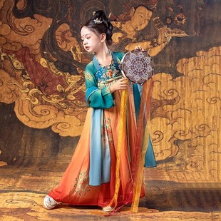 汉服女童2024新款夏季敦煌飞天舞蹈服大唐公主六一儿童古筝演出服