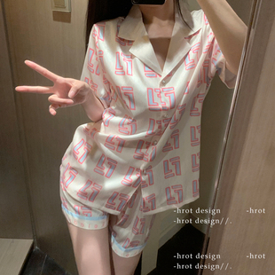 粉红梦境*可爱长短袖宽松睡衣薄款女2025新款夏秋绸缎家居服套装