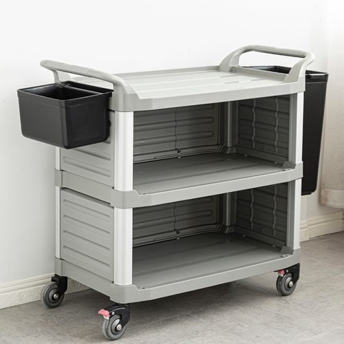 加厚三层餐车塑料手推车多功能酒店餐厅饭店收餐具送餐学校收推车