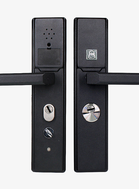 88116款防盗门拉手大门把手黑色门铃拉手孔距235mm大门木门把手