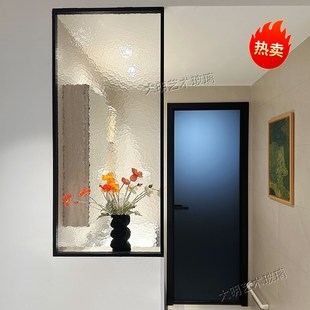 半墙卫生间超白油画水波纹钢化艺术玻璃隔断屏风厕所卫浴室洗手台