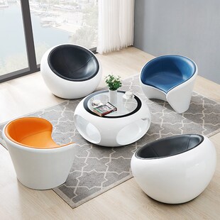 现代休闲办公单人沙发前台接待大厅等候休息区售楼处洽谈桌椅组合