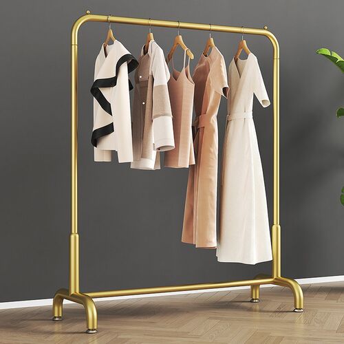 晾衣架卧室内小型挂衣架客厅奶油白落地式开放式衣柜加粗展示架子