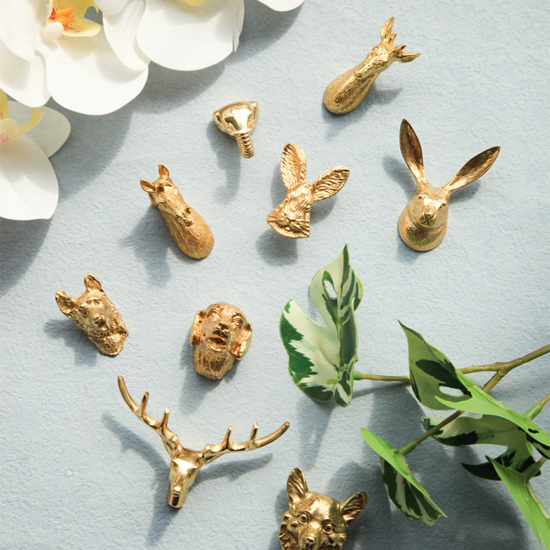 硕南法式创意黄铜动物头组合衣橱衣柜门柜抽屉拉手欧式小拉手,基础建材,小拉手,淘宝优惠券,粉丝福利购,淘宝优惠卷