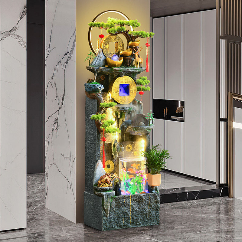 中式鱼缸客厅流水摆件喷泉循环水生财落地办公室玄关风生水起景观,家居饰品,流水摆件,淘宝优惠券,粉丝福利购,淘宝优惠卷