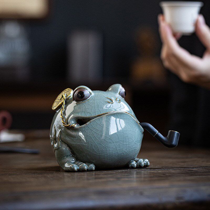 创意陶瓷三足哥窑金蟾茶宠可养蟾蜍家居招财摆件茶室茶桌桌面摆设,商业/办公家具,办公茶水柜,淘宝优惠券,粉丝福利购,淘宝优惠卷
