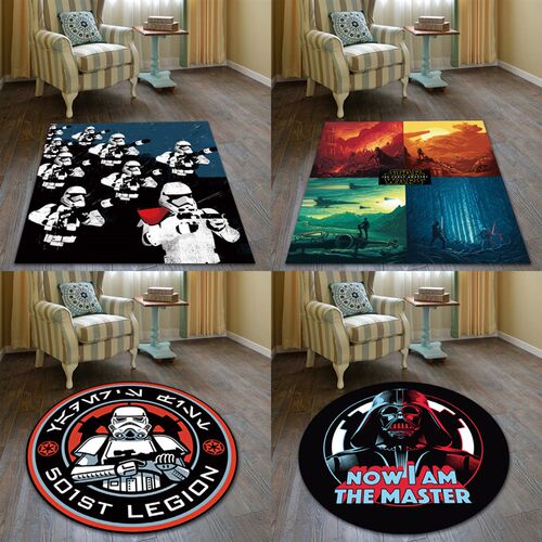 星球大战武士方圆形卧室男孩儿童房门厅防滑地毯地椅吊篮架子鼓垫