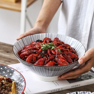 9寸大碗陶瓷大盆水煮鱼日式汤碗拉面碗沙拉碗大容量简约瓷碗北欧