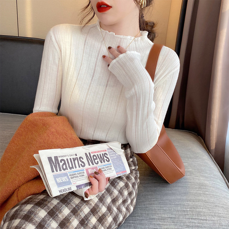 白色半高领打底衫女2023年秋冬新款内搭毛衣薄款洋气中领针织上衣,女装/女士精品,羊绒衫,淘宝优惠券,粉丝福利购,淘宝优惠卷