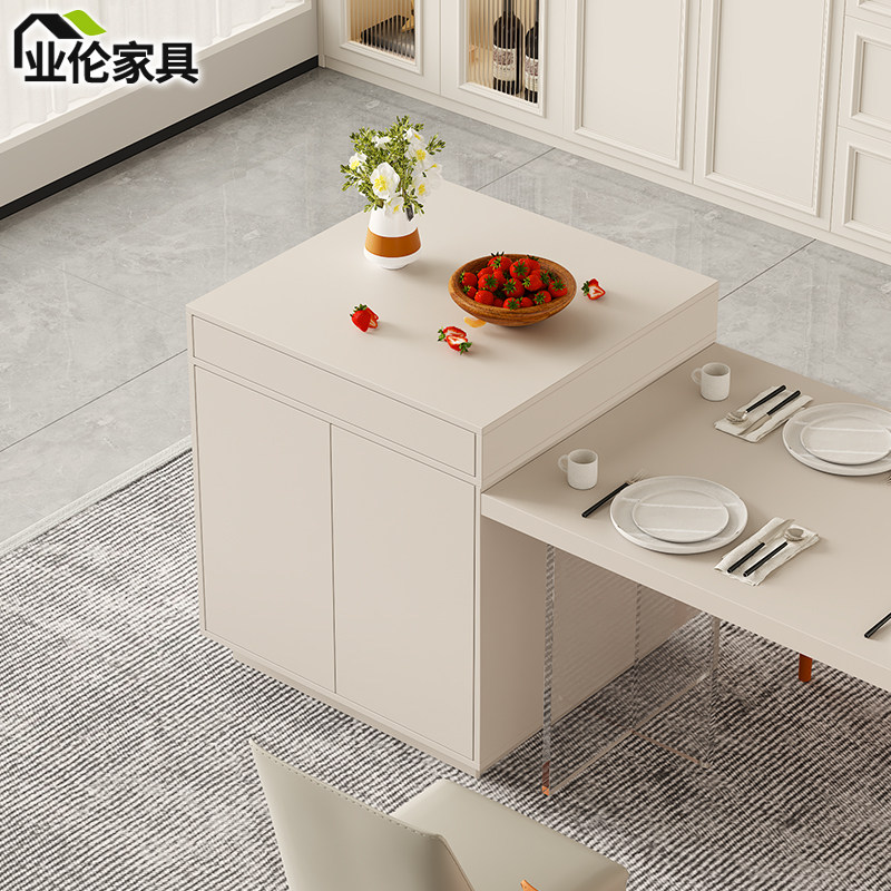 法式奶油风岛台餐桌一体中岛台小户型餐桌岩板厨房吧台桌3E10-2,住宅家具,岛台餐桌,淘宝优惠券,粉丝福利购,淘宝优惠卷