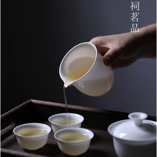 见山阁无求正宗骨瓷超薄公道杯小号纯白简约精致陶瓷分茶器