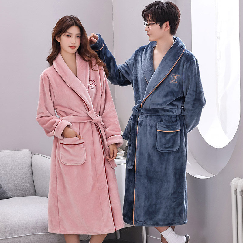 睡袍女冬加厚珊瑚绒情侣睡衣男士秋冬季法兰绒浴袍家居服长版浴衣,女士内衣/男士内衣/家居服,睡袍/浴袍,淘宝优惠券,粉丝福利购,淘宝优惠卷