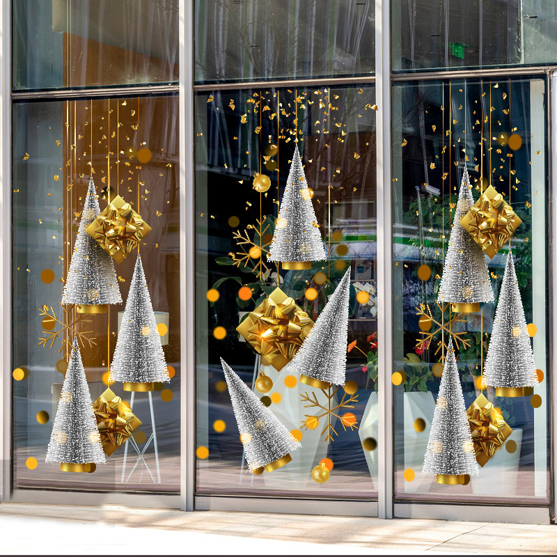 耶诞节创意耶诞树雪人吊饰橱窗玻璃门贴纸服装甜品咖啡店节日装饰,家居饰品,门贴,淘宝优惠券,粉丝福利购,淘宝优惠卷