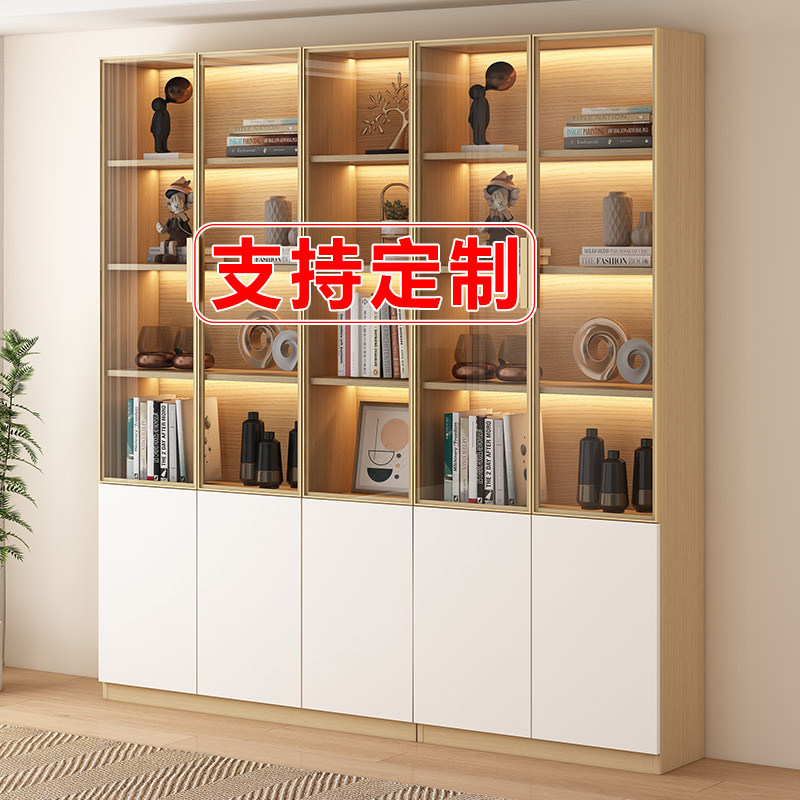 实木玻璃门书柜客厅立柜展示柜办公室用整体防尘书架书房置物柜,住宅家具,组合书柜,淘宝优惠券,粉丝福利购,淘宝优惠卷