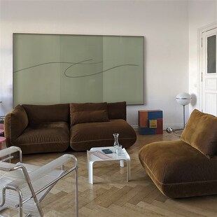 crisis 饰画艺术微喷抽象线条极简风客厅办公室 art11橄榄绿高级装