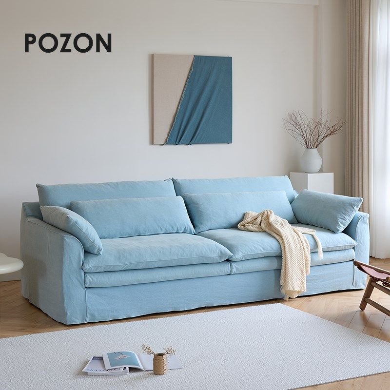 POZON朴琢/风信子牛仔布侘寂风布艺棉麻沙发怀抱可拆洗亚麻奶油风,住宅家具,布艺沙发,淘宝优惠券,粉丝福利购,淘宝优惠卷