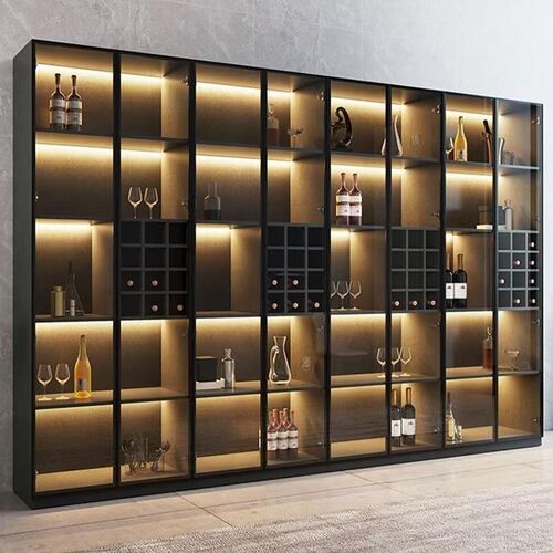不锈钢展示柜客厅装饰柜办公室钢板柜别墅嵌入式金属酒柜定制