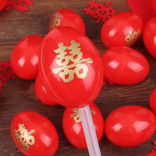 新品结婚鸡蛋壳子婚庆用品喜鸡蛋包装塑料大红色蛋壳宝宝满月回礼