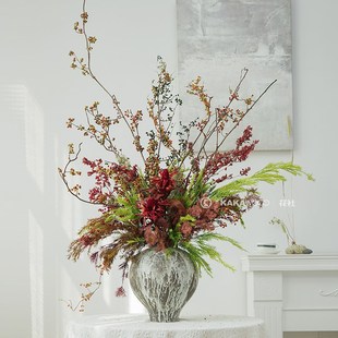 进口南蛇藤红公主套装创意天然干花餐厅客厅室内花艺软装装饰品