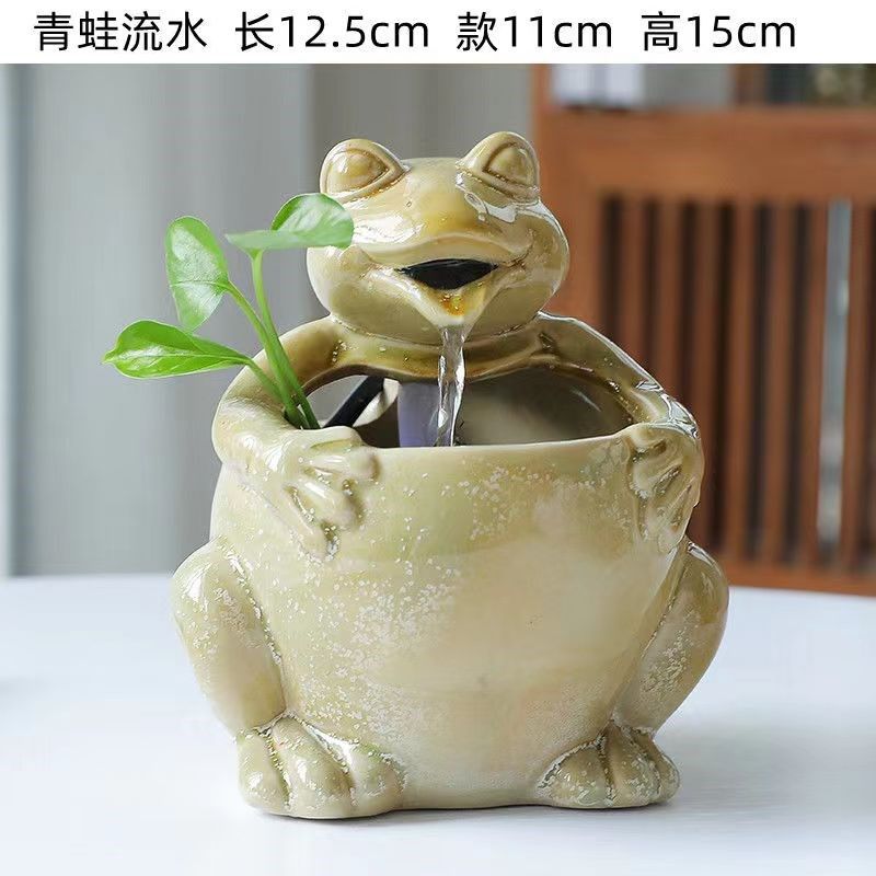 陶瓷喷泉小型流水循环招财摆件创意玄关招财桌面办公室流水装饰品