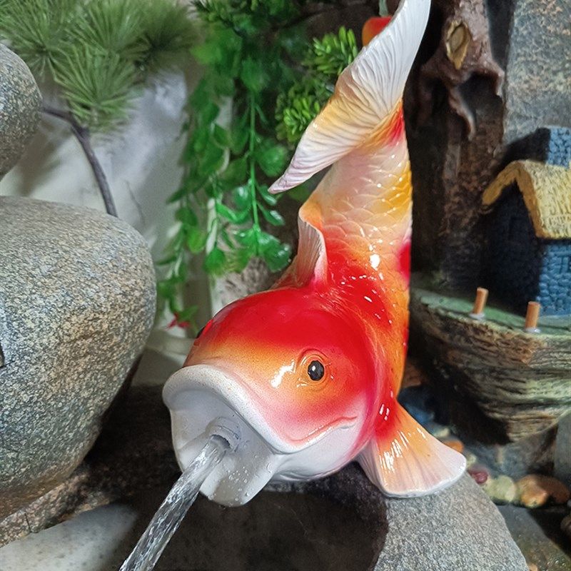 水循环庭院鱼缸水池背景墙壁创意造景鸭流水年年有余年年有鱼摆件,家居饰品,流水摆件,淘宝优惠券,粉丝福利购,淘宝优惠卷