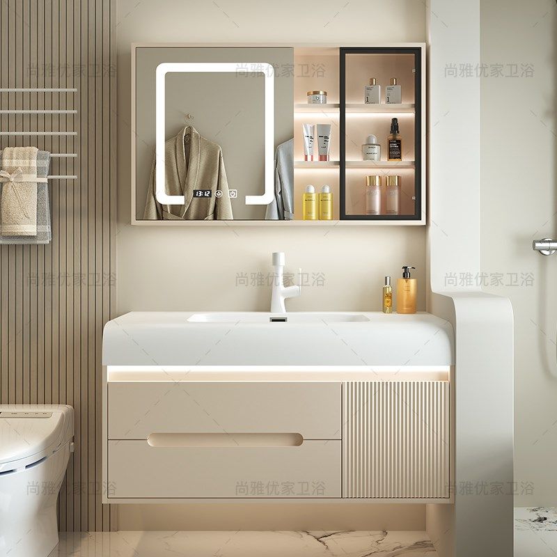 可丽耐肤感一体盆智能浴室柜卫生间实木洗漱台洗手盆柜组合洗脸盆,家装主材,浴室柜组合,淘宝优惠券,粉丝福利购,淘宝优惠卷