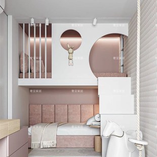 全实木儿童上下双层床高低床多功能公主城堡床上床下空高架床定制