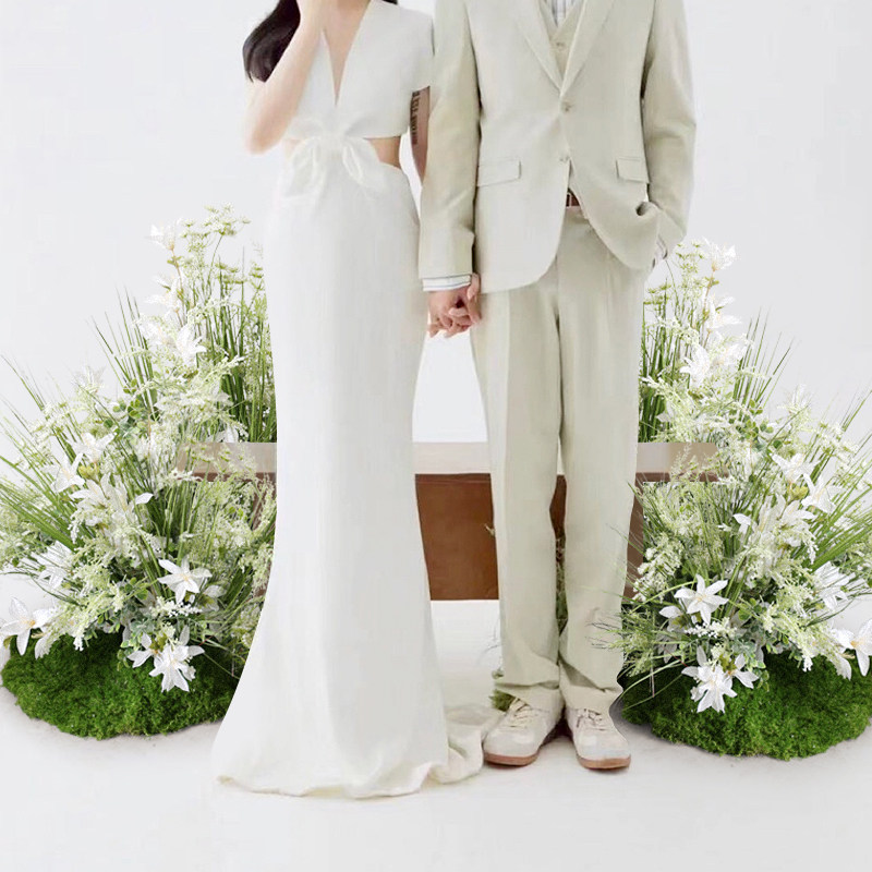 白绿色系仿真花艺绿植造景摄影棚婚纱照假花拍摄道具装饰橱窗景观