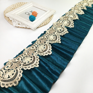 18厘米带绒布打褶沙发垫水溶花边坐垫裙边窗帘蕾丝辅料边罩边床边