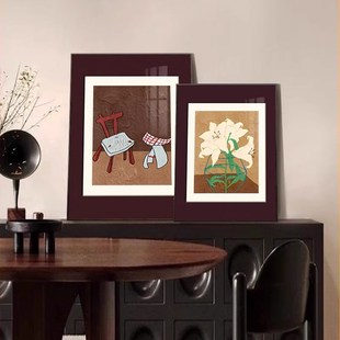 法式复古客厅装饰画美拉德餐厅卧室斗柜摆画中古风玄关挂画高级感