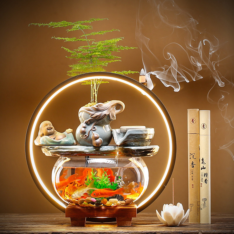 葫芦鱼缸流水生财喷泉摆件水循环招财桌面办公室开业乔迁新居礼品,家居饰品,装饰摆件,淘宝优惠券,粉丝福利购,淘宝优惠卷