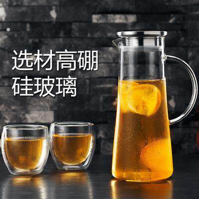 冷水壶玻璃耐高温家用大容量凉水杯泡茶壶套装耐热防摔冷水壶开水