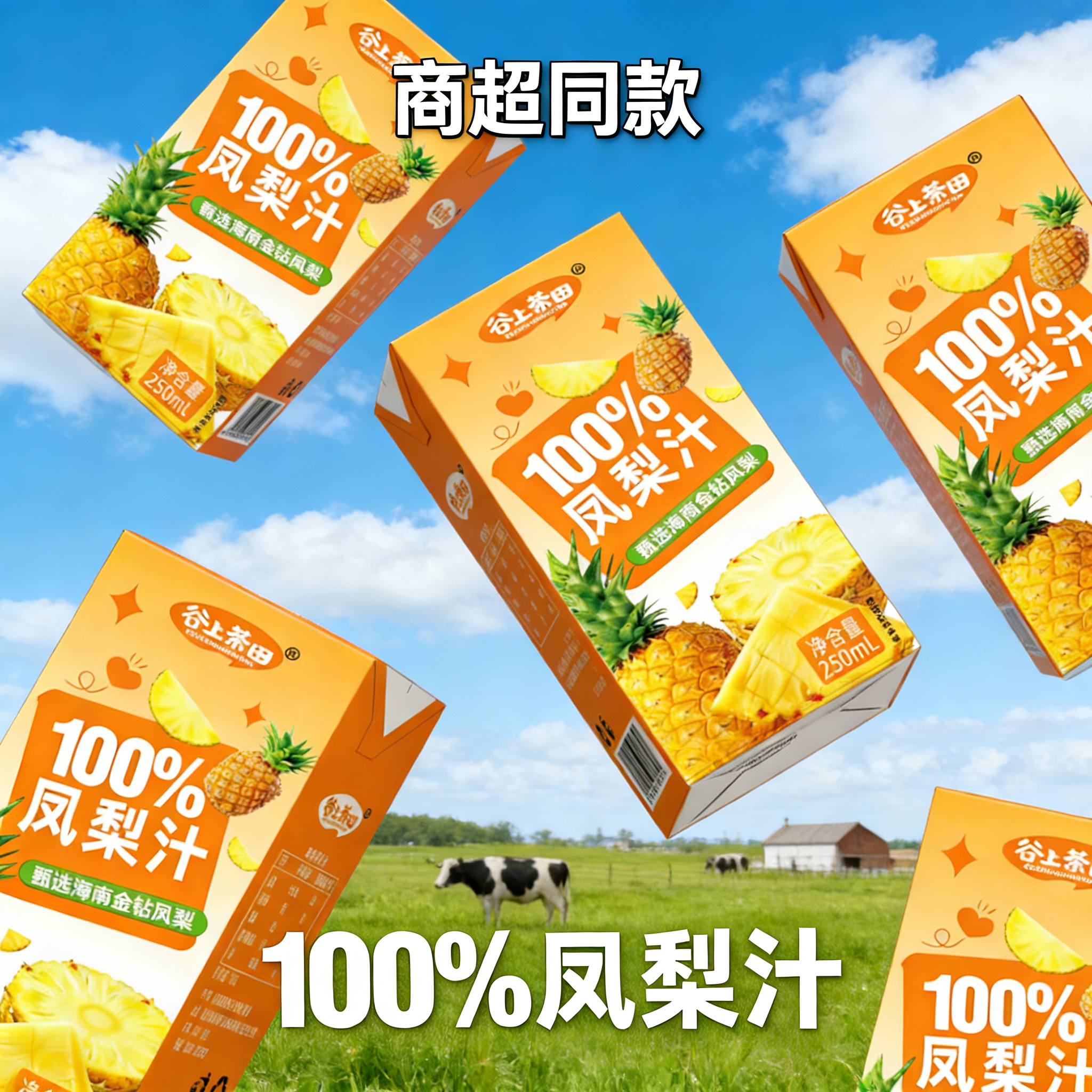 【商超同款】100%菠萝汁饮料小瓶便携整箱批发250*10盒凤梨果汁