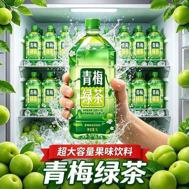 青梅绿茶1升12瓶整箱大瓶超值