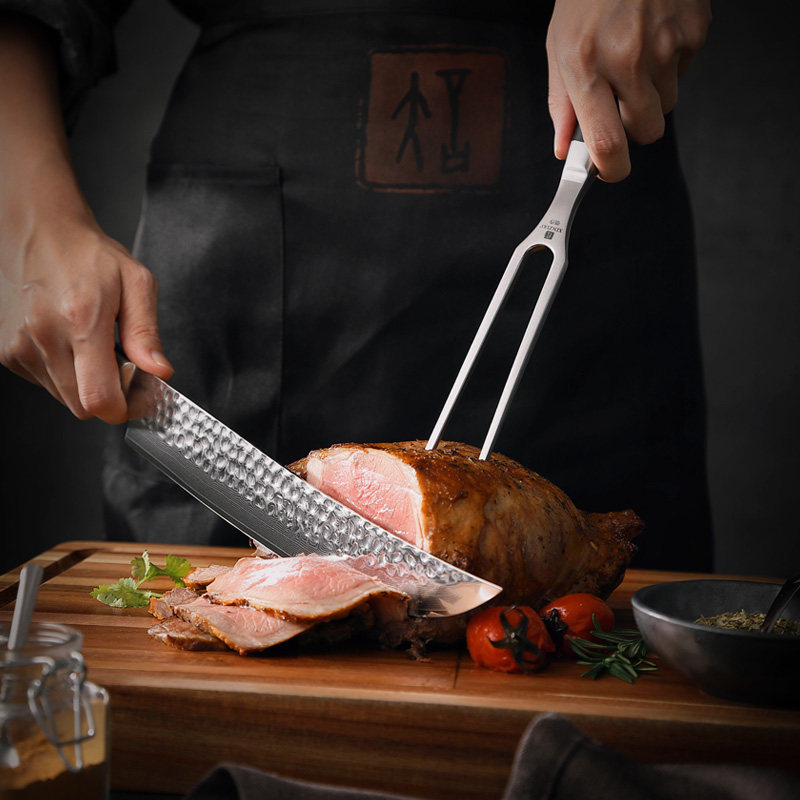 信作不锈钢大肉叉厨房烤肉叉多用烧烤工具牛扒叉烤鸡叉西餐分肉叉