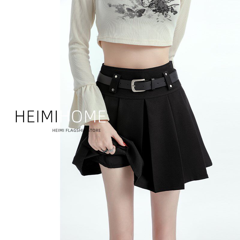 灰色半身裙女春夏秋季防走光高腰a字西装裙小个子高级jk百褶短裙