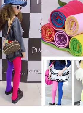 儿童拼色AB连裤袜2021春夏装新女童洋气百搭舞蹈袜子打底裤连脚袜