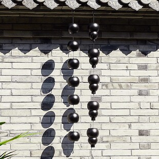 中式别墅庭院竹筒雨链日式屋檐引水链民宿排水雨水链天沟落水装饰