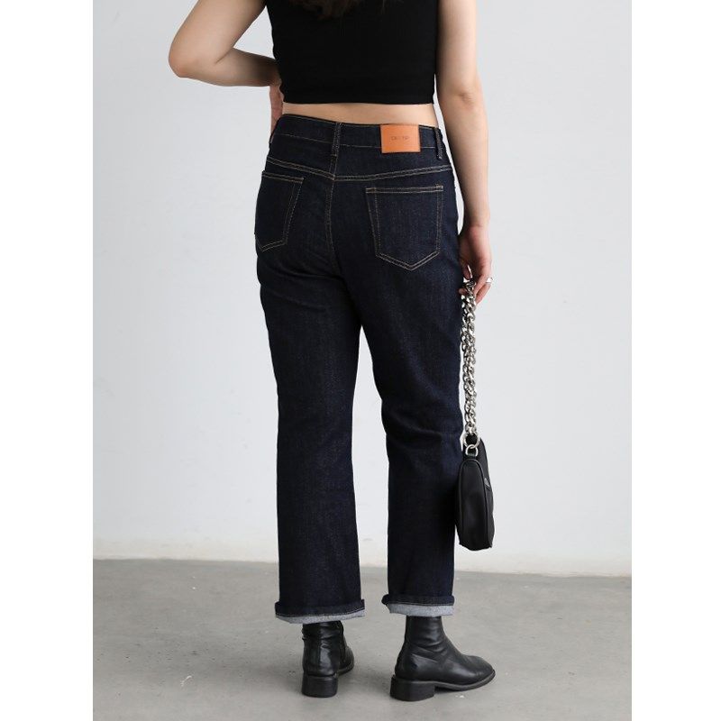 CV大码女装 复古腔调高腰明线深色微喇显腿直九分牛仔裤女秋新款,女装/女士精品,大码裤装,淘宝优惠券,粉丝福利购,淘宝优惠卷