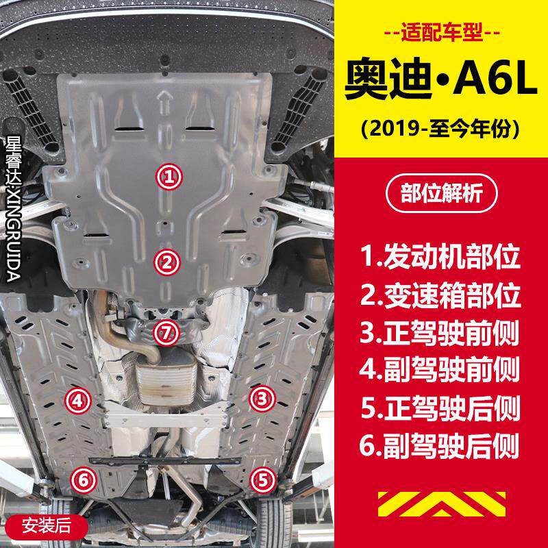 19-25款奥迪A6L发动机下护板奥迪C8改装底盘挡板变速箱车身防护板