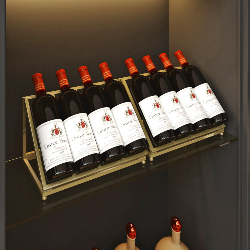 家用红酒架子斜放葡萄酒展示托架酒柜内部吧台摆件轻奢铁艺置物架