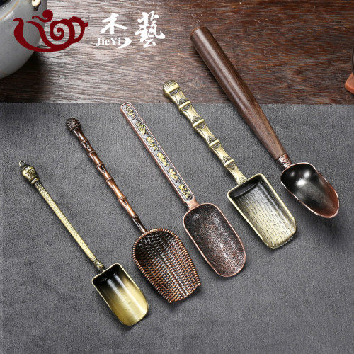 黑檀木合金茶匙茶勺茶铲量勺家用取茶器茶叶勺子功夫茶具单个工具