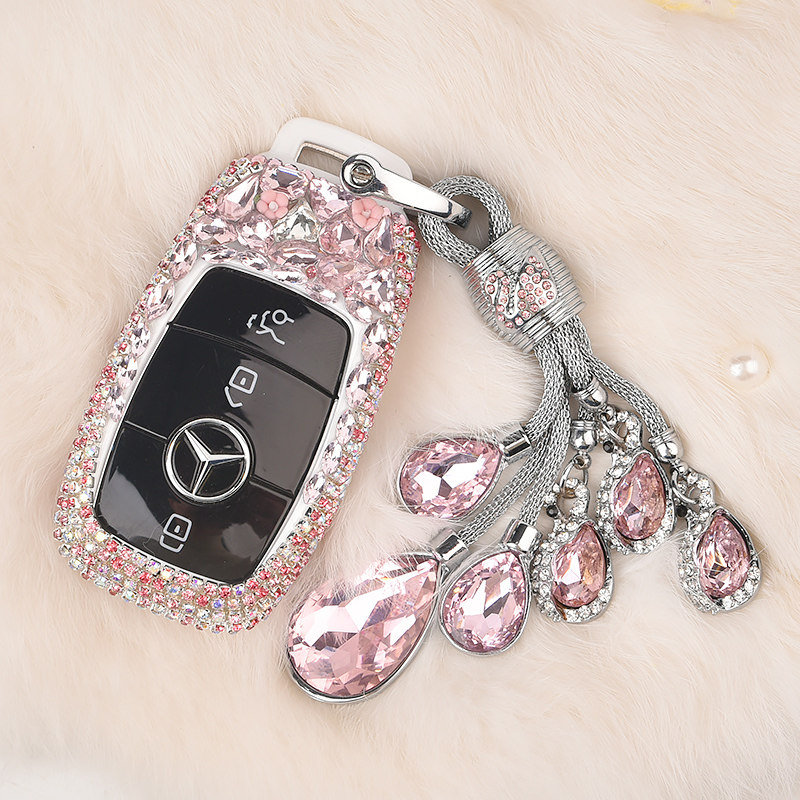 适用于奔驰钥匙套女新glc260l镶钻c260l壳e300l扣c200l s350gle包