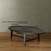 出口欧洲法式 实木橡木椭圆形茶几咖啡桌样板房别墅家具 乡村风格